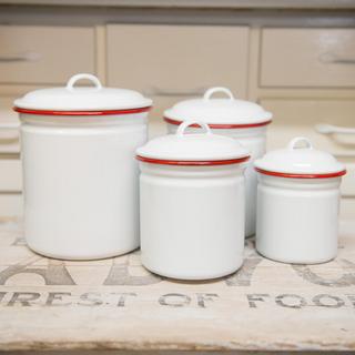 Vintage Enamelware 4-Piece Canister Set