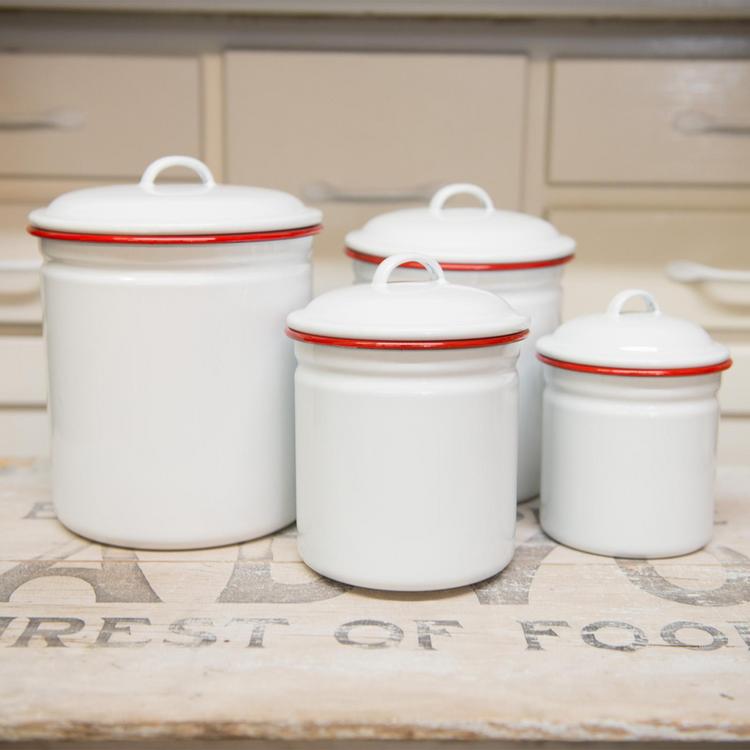 Crow Canyon Home, Vintage Enamelware 4-Piece Canister Set Zola