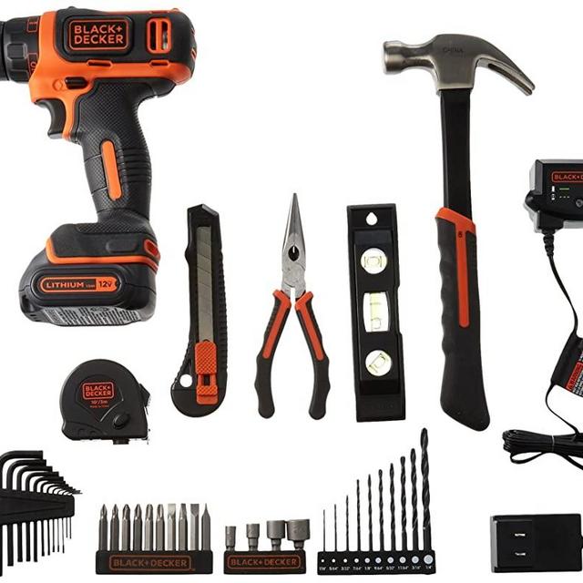 BLACK+DECKER 12V Drill & Home Tool Kit, 42 Piece (BCPK1249C)