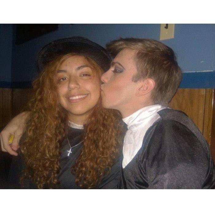 First Halloween together, Aaron met Nathalie's family dressed as a lady, what a way to make a first impression!