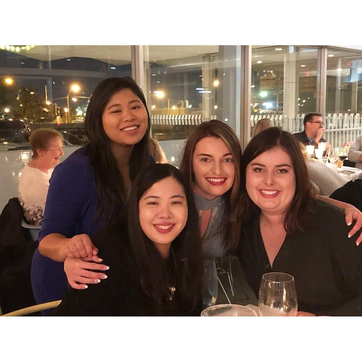 Kalia, Nicole, Jessica, and Katherine at Jessica's rehearsal dinner in Tulsa, Oklahoma