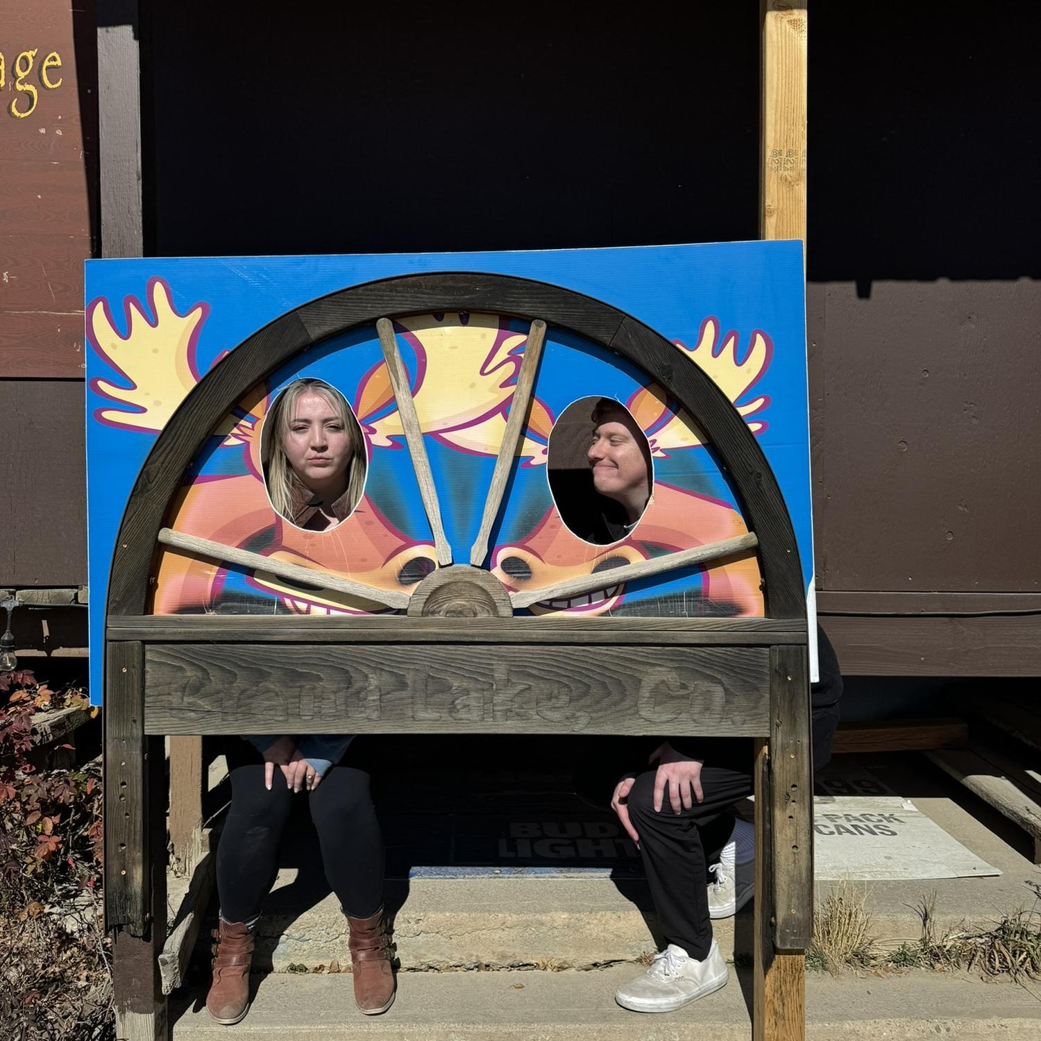 Right after our engagement we stopped by this  store with this billboard our front