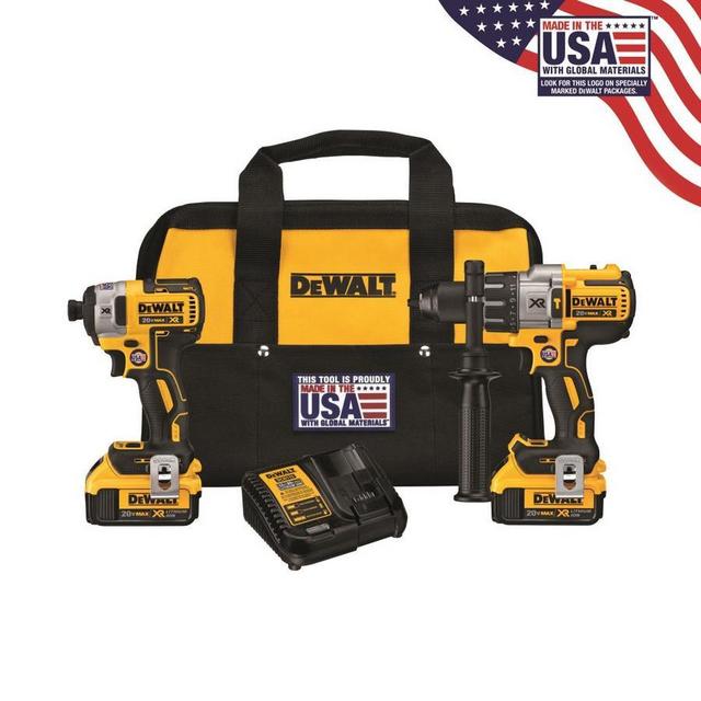 DEWALT XR 2-Tool 20-Volt Max Brushless Power Tool Combo Kit with Soft Case (Charger Included and 2-Batteries Included)