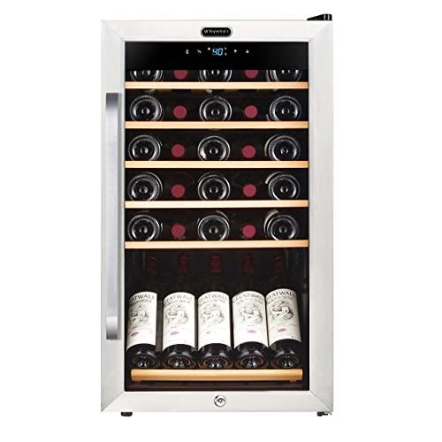 Whynter FWC-341TS 34 Bottle Freestanding Wine Refrigerator with Display Shelf and Digital Control, Stainless Steel, One Size