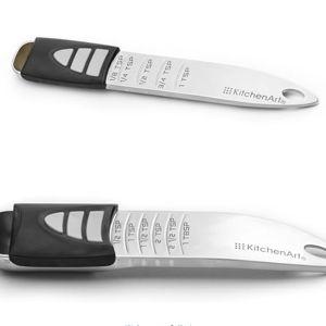KitchenArt Stainless Steel Pro Sliding Adjust-A-Tablespoon and Teaspoon, Adjustable Measuring Spoon Set
