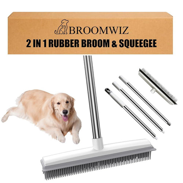 Broomwiz,Broomwiz Pet Hair Removal, Pet Hair Removal Tool with Adjustable Handle, Floor and Carpet Cleaner