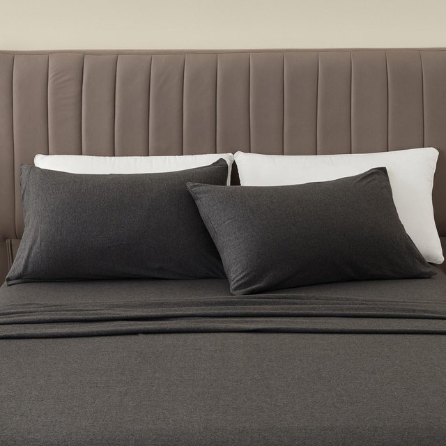 Great Bay Home Heathered Melange T-Shirt Jersey Knit Cotton Sheet Set