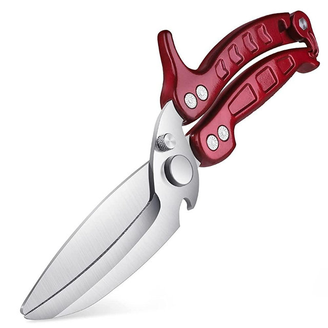 Heavy Duty Poultry Shears - A Must Have Kitchen Shears for Chicken and Meat Cutting - Dishwasher Safe and Stainless Food Kitchen Scissors (Burgundy)