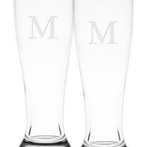 Monogram Pilsner Glasses, Set of 2
