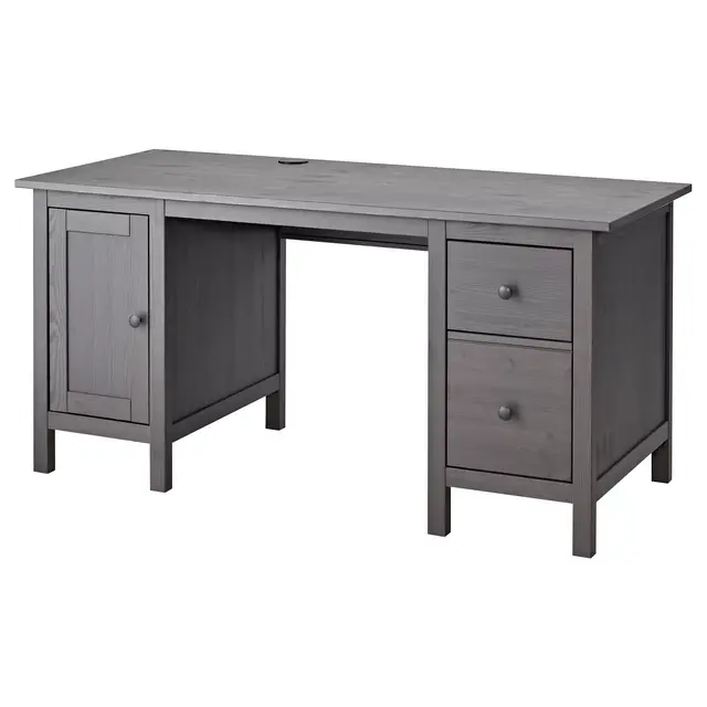 HEMNES Desk, gray dark gray stained61x25 5/8 "