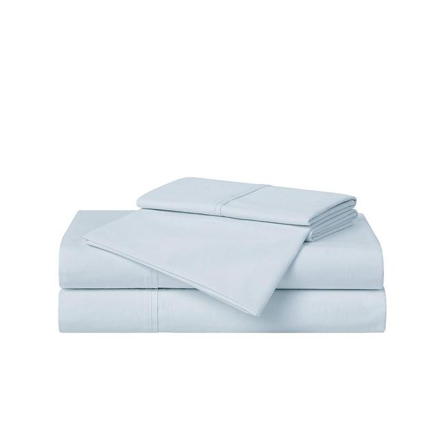 Cannon Queen 4pc Solid Percale Sheet Set Light Blue: 100% Cotton, 200 Thread Count, Includes 2 Pillowcases