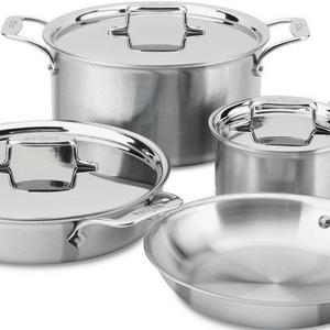 Groupe SEB - All-Clad BD005707-R D5 Brushed 18/10 Stainless Steel 5-Ply Bonded Dishwasher Safe Cookware Set, 7-Piece, Silver