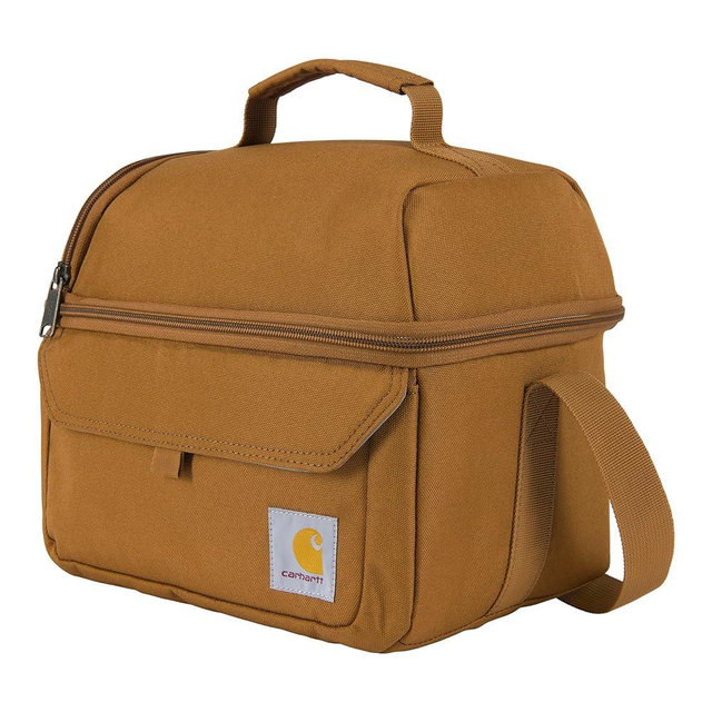 Carhartt Insulated 12 Can Two Compartment Lunch Cooler, Fully-Insulated Lunch Box, Carhartt Brown