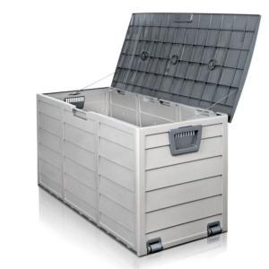 17 in. x 43 in. Large Plastic All-Weather UV Outdoor Patio Storage Deck Box in Grey
