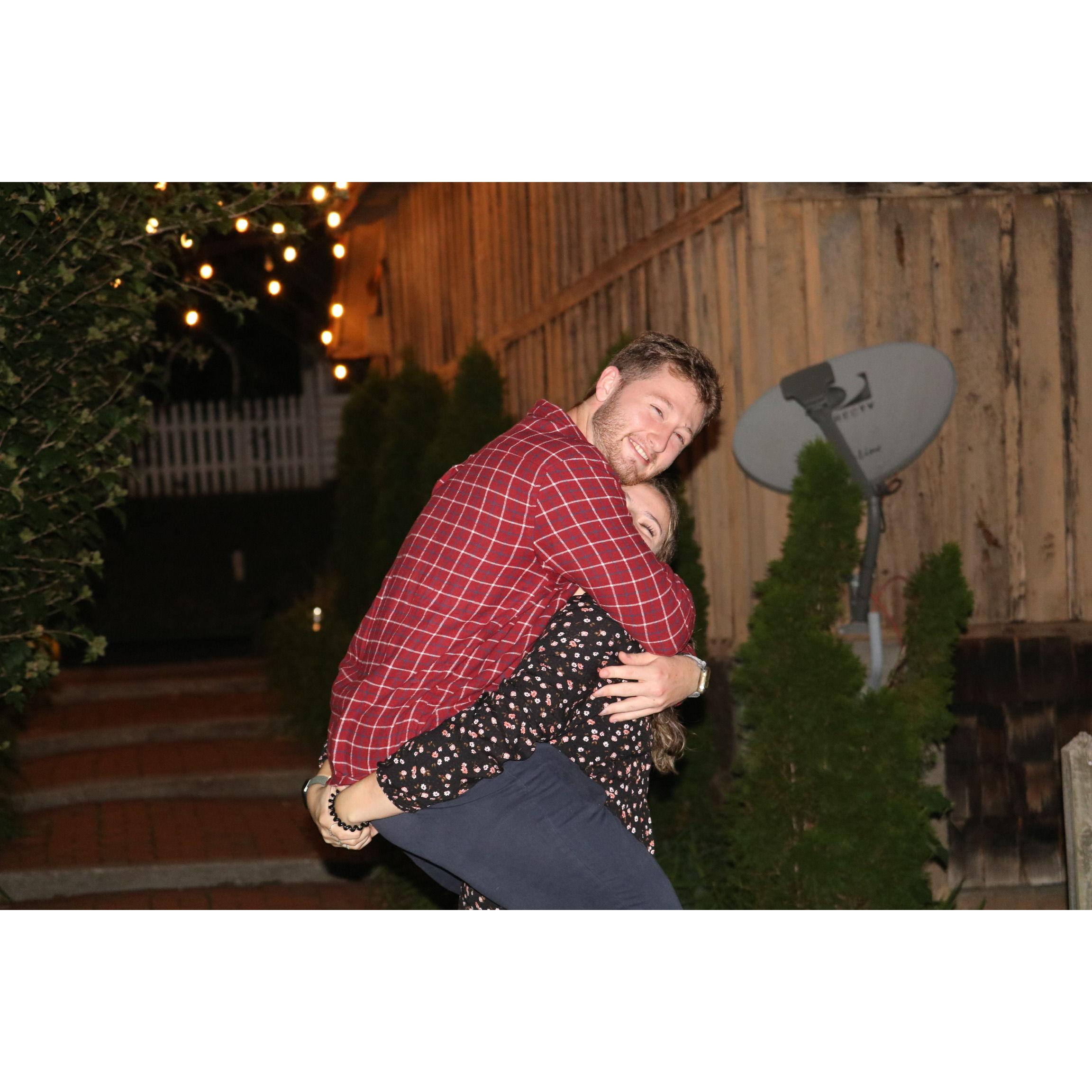 Hayley could no longer contain her excitement and decided to pick Dalton up with ease.