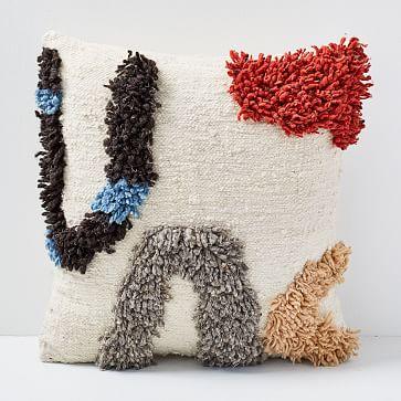 Minimal Shag Rug Pillow Cover, 20"x20", Multi