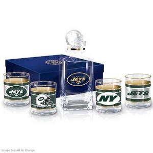 New York Jets Five-Piece Decanter And Glasses Set