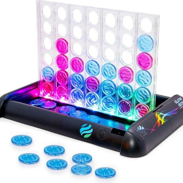 Glow in a Row Light-Up 4 in a Row Board Game, Strategy Games for Kids Ages 6 and Above, 2 Player Game, Perfect for Kids and Adults Family Game Night