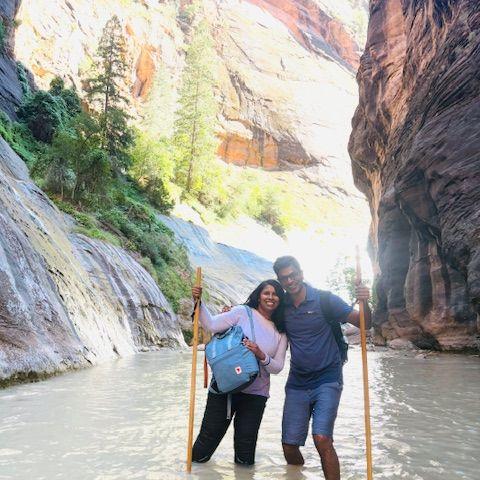 Deepti pretending to love the outdoors a little more than she actually does—just to impress Sathwik.