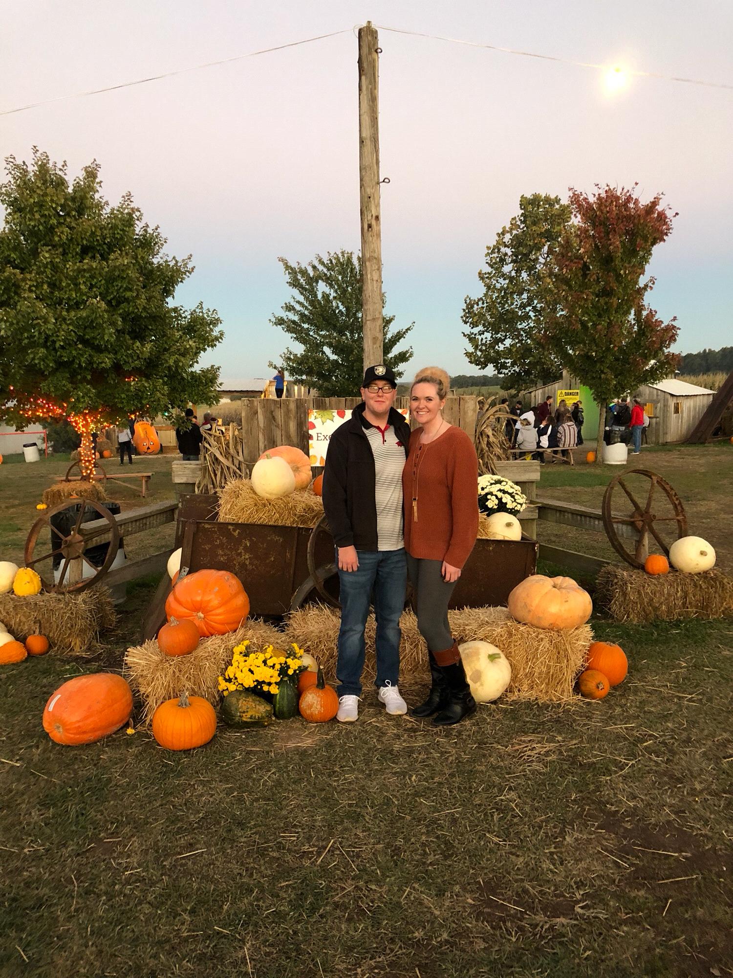 Our first pumpkin patch, corn maze, and hayride together.
