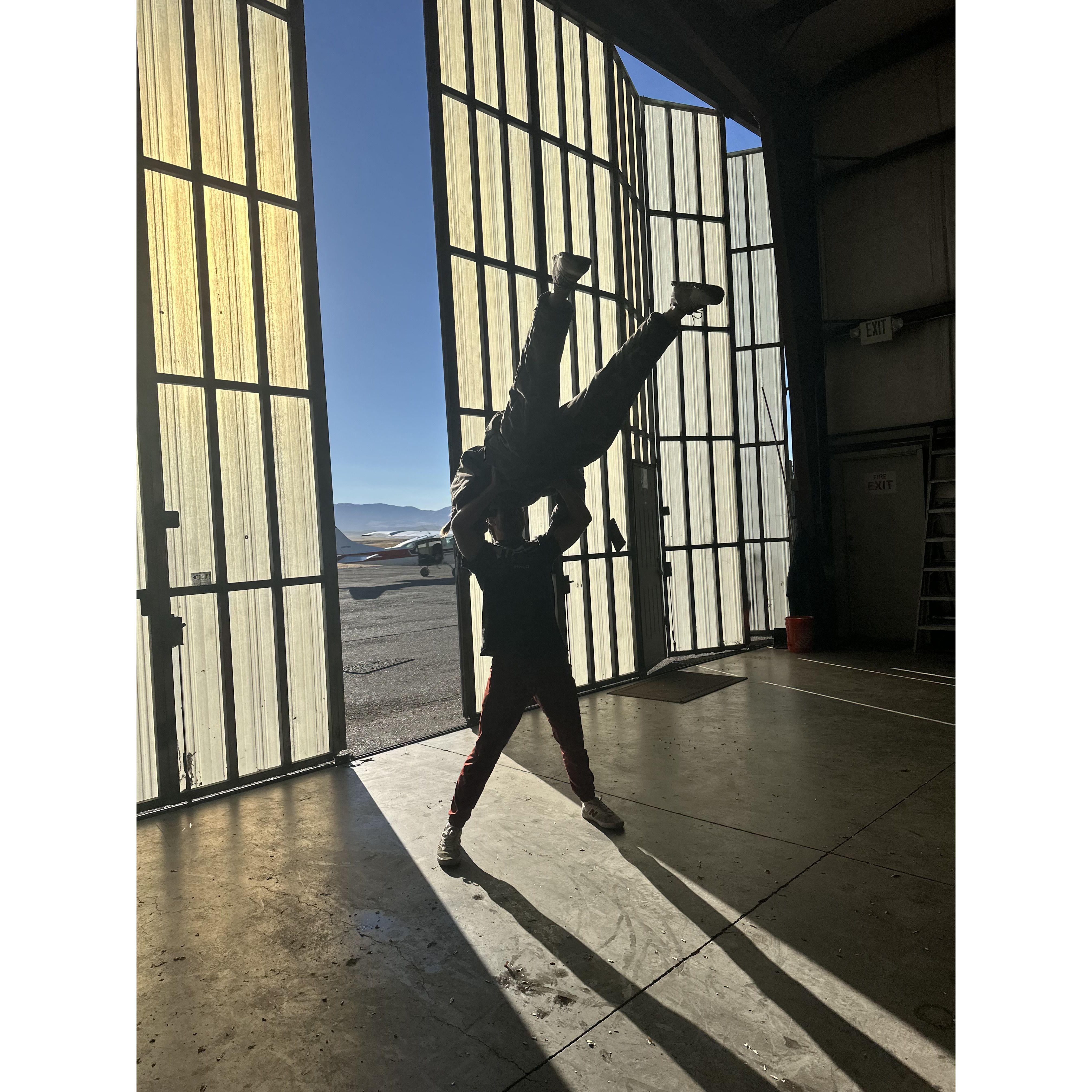 We went skydiving right before this photo was taken