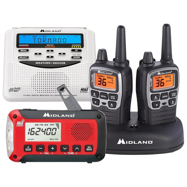 Midland Advanced Emergency Preparedness Bundle - Features Emergency Weather Radio, Two-Way Radios, and Portable Hand Crank Radio
