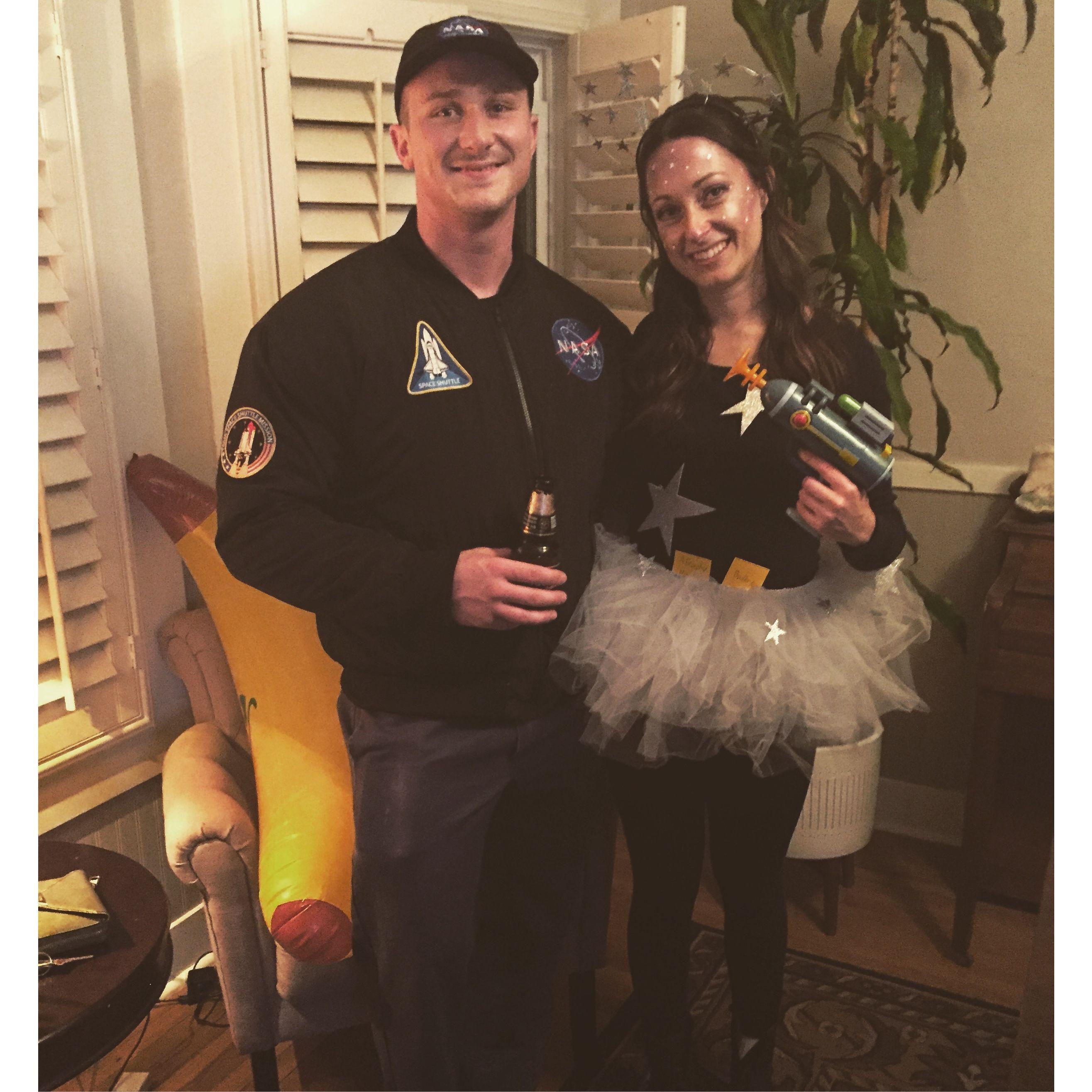 Halloween as a shooting star and an astronaut