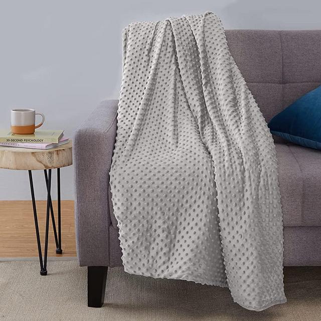 Amazon Basics Weighted Blanket with Minky Duvet Cover - 20lb, 48x72", Dark Grey/Grey