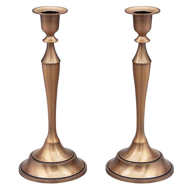 Viscacha Metal Candelabra Candlesticks Holder for Formal Events,Wedding,Church,Holiday Décor,Halloween Taper Candle Holder Stand Centerpiece Elegant Decoration Piece for Table,Set of 2,Copper