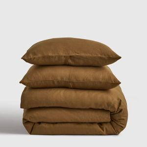 European Linen King Duvet Cover Set in Tobacco