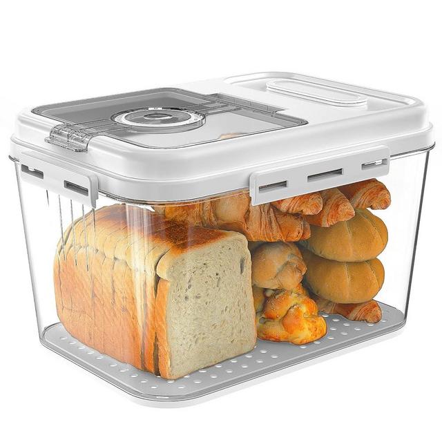 ANYPROLUS Bread Box for Homemade Bread, Time Recording Bread Containers Storage Airtight Loaf, Bread Storage Container Bread Keeper with Lid, Bread Box for Kitchen Countertop, LARGE White