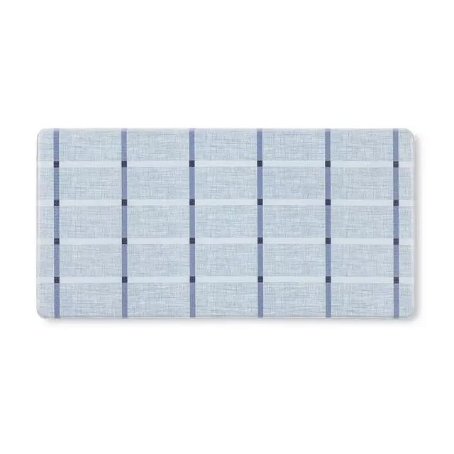 TOWN & COUNTRY BASICS Comfort Plus Windowpane Plaid Anti Fatigue Comfort Mat, Kitchen Mat, with Non-Slip Backing, Blue, 18"x39"