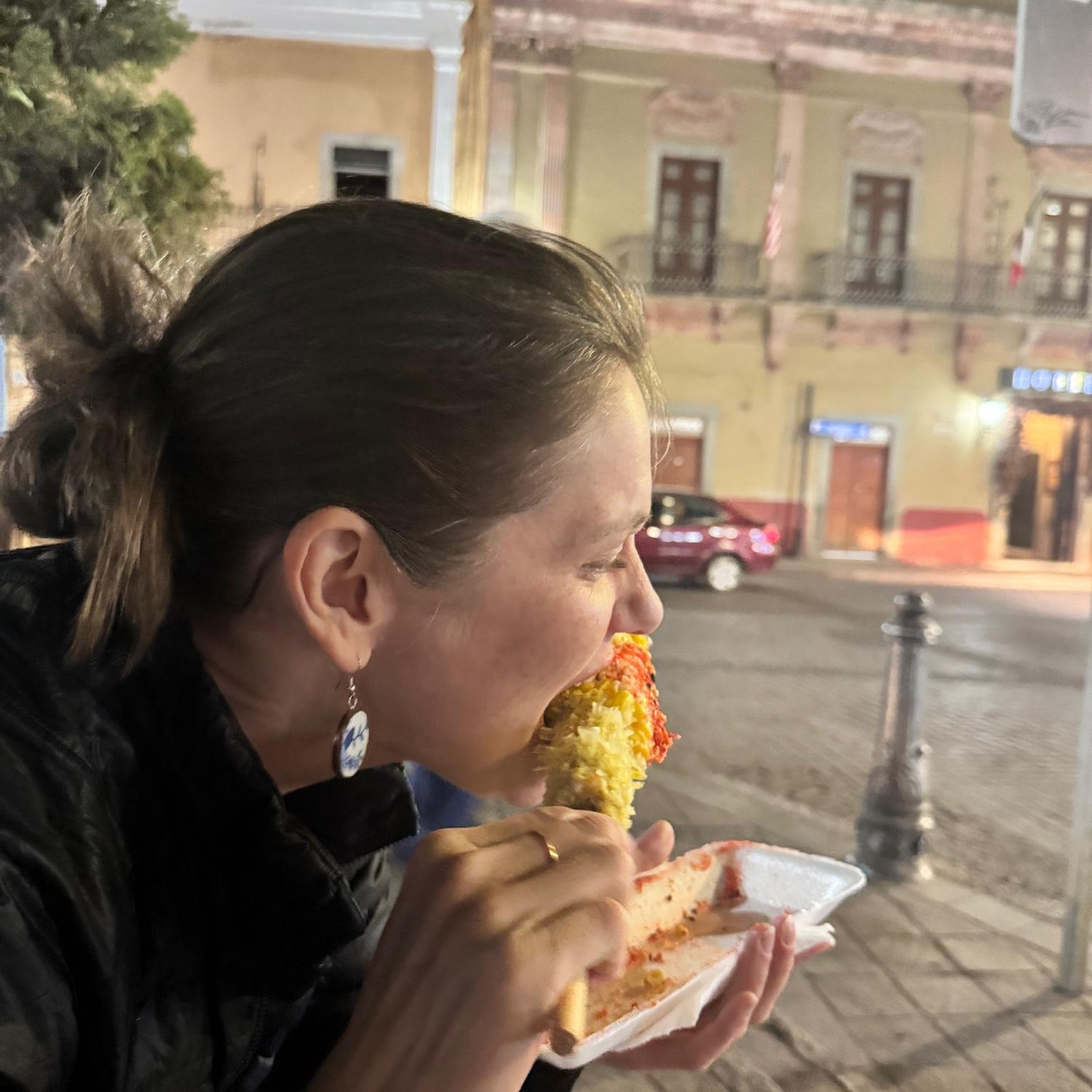 Christine and Alejandro share a love for elote, a delicious Mexican street food.