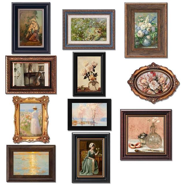 Pinkunn 12 Pcs Vintage Picture Frames for Wall or Tabletop Display Ornate French Country Frames Vintage Farmhouse Decor Antique Wall Art Set for Gallery Bedroom Living Room