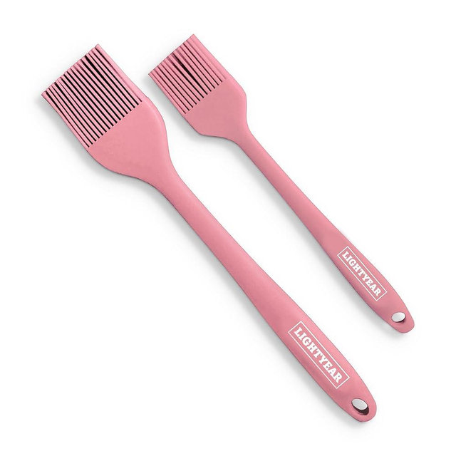 Lightyear Silicone Basting Pastry Brush Set (2 Pcs) ❘ 450°F Heat Resistant Oil Brush for Your Kitchen - Ideal For BBQ’s, Baking & Cooking | 100% Food Grade Silicone - BPA Free & Dishwasher Safe (Pink)
