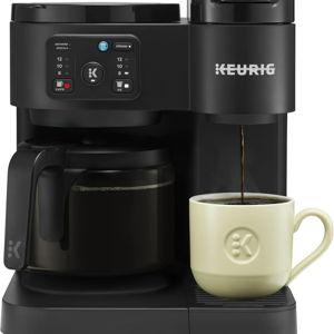 K-Duo Essentials 2-in-1 Coffee Maker Pod & Carafe 72oz MultiStream Hot & Iced Coffee Strong Brew Extra Hot Brew Over Ice 6-12 Cup Glass Carafe Heating Plate Compact-Black