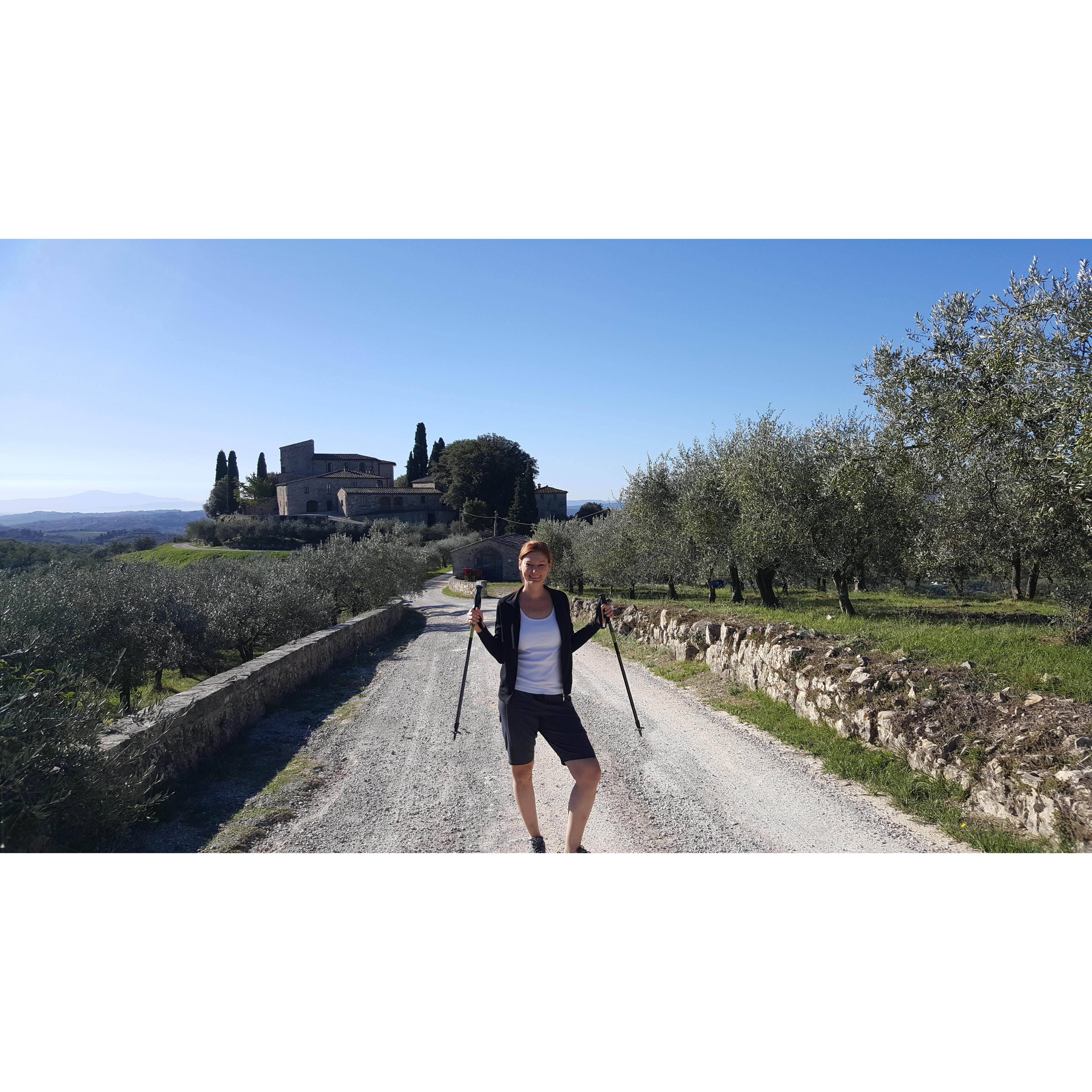 Tuscany - going for a hike on the grounds of our hotel