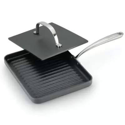 Lagostina 10-Inch Panini Pan with Cast Iron Press in Grey