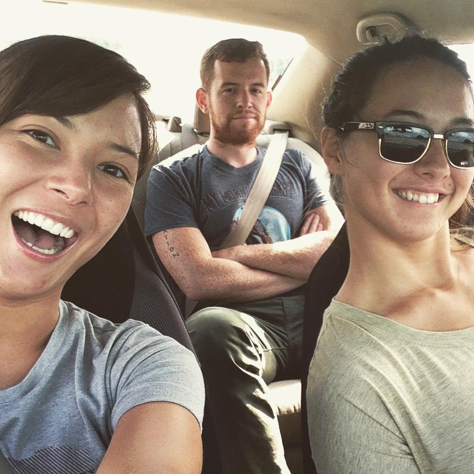 Driving somewhere around Anchorage. Hannah is always much more excited for selfies.