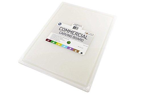Commercial Plastic Carving Board with Groove, NSF Certified, HDPE Poly, 20 x 15 x 0.5 Inch, White