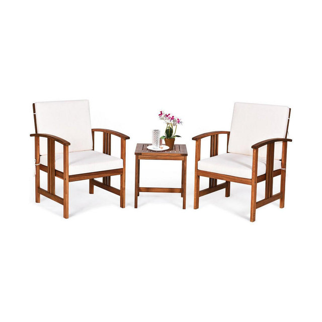 VEBREDA 3PC Solid Wood Outdoor Patio Sofa Furniture Set