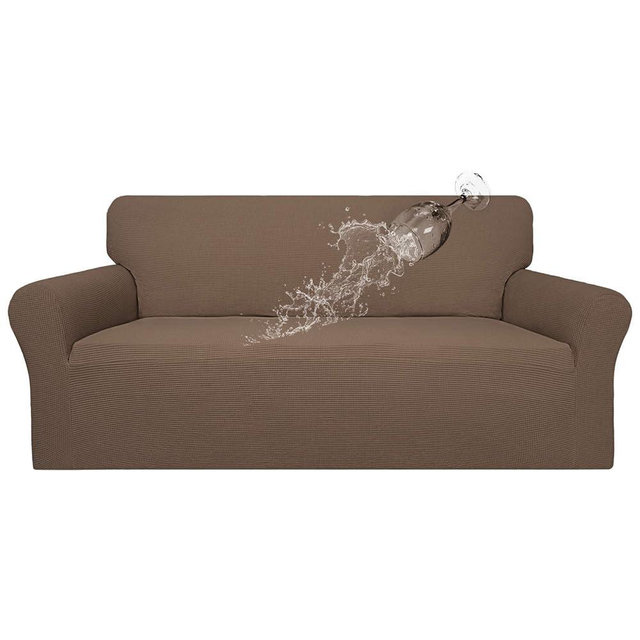 Easy-Going 100% Waterproof Couch Cover, Dual Waterproof Sofa Cover, Stretch Jacquard Sofa Slipcover, Leakproof Furniture Protector for Kids, Pets, Dog and Cat (Sofa, Brown)