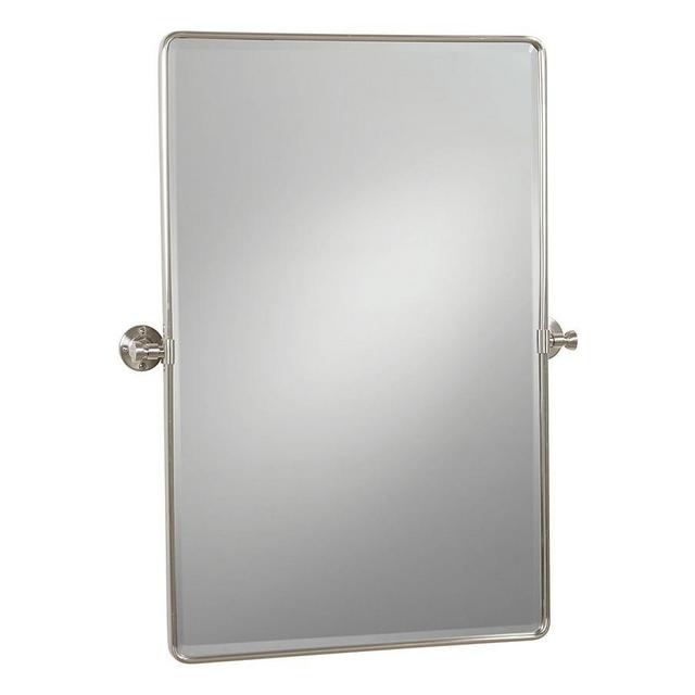 Polished Nickel Vintage Rounded Rectangle Pivot Mirror, 23x24"