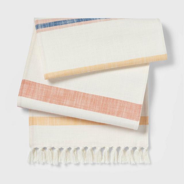 72" x 14" Cotton Striped Table Runner with Fringe - Threshold™