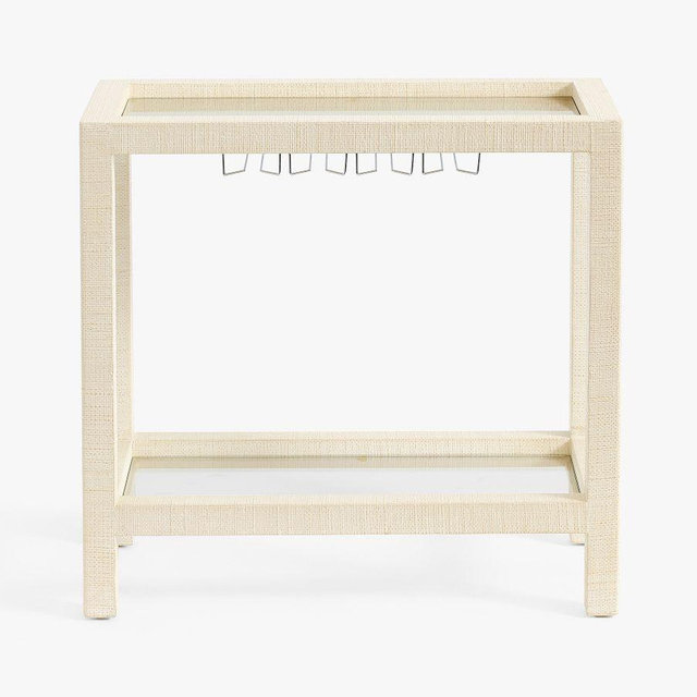 Cape Woven Bar Cart, White Wash