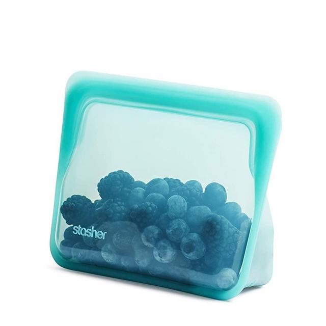 Stasher 100% Silicone Food Grade Reusable Storage Bag, Aqua (Stand-Up Mini) | Plastic Free Lunch Bag | Cook, Store, Sous Vide, or Freeze | Leakproof, Dishwasher-Safe, Eco-friendly, Non-Toxic | 28 Oz