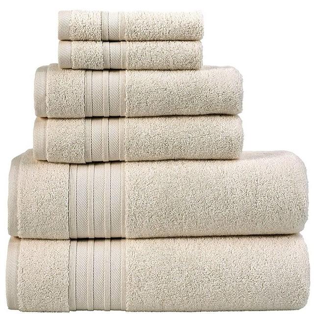 Hammam Linen 100% Cotton 6 Piece Towel Set, Sea Salt Super Soft, Fluffy, and Absorbent, Premium Quality Perfect for Daily Use (2 x Bath Towels, 2 x Hand Towels, 2 x Washcloths)