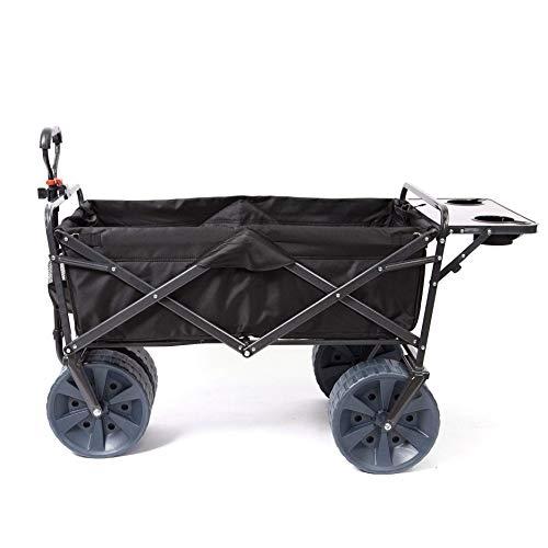 Mac Sports Heavy Duty Collapsible Folding All Terrain Utility Wagon Beach Cart with Table - Black