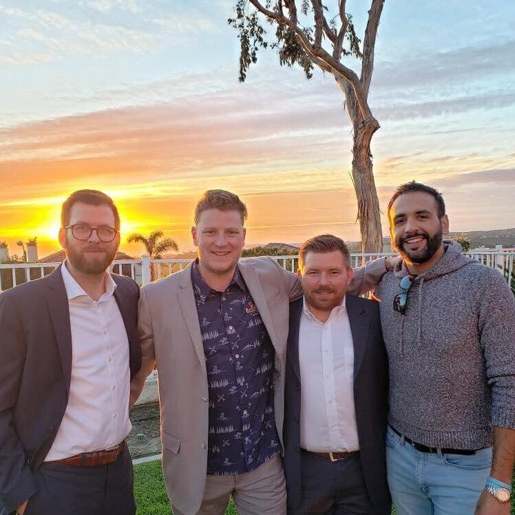 Brian, John, Chris and Paul all together for Warren's Memorial Service. They flew out to California for 24 hours just to be with Paul to honor his late Father who they had all come to know and love