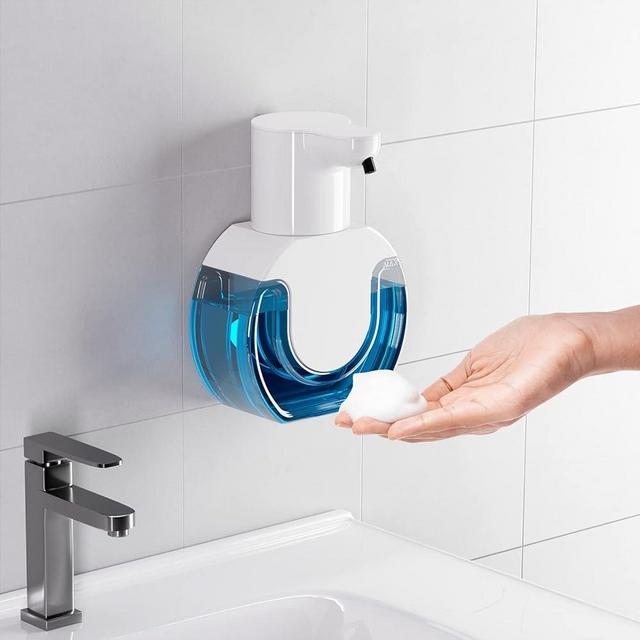 Automatic Foaming Soap Dispenser 15oz/420ml Foaming Hand Sanitizer Touchless Wall Mount with 4levels Adjustable Free Touch Electric Soap Dispenser Rechargeable with Sensor for Bathroom Kitchen